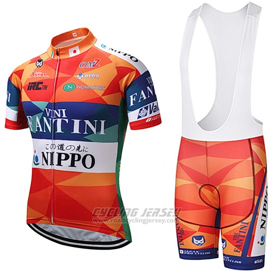 2018 Cycling Jersey Vini Fantini Orange and Blue Short Sleeve and Bib Short